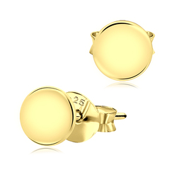 Gold Plated Round Disc Stud Earrings STS-2404-GP